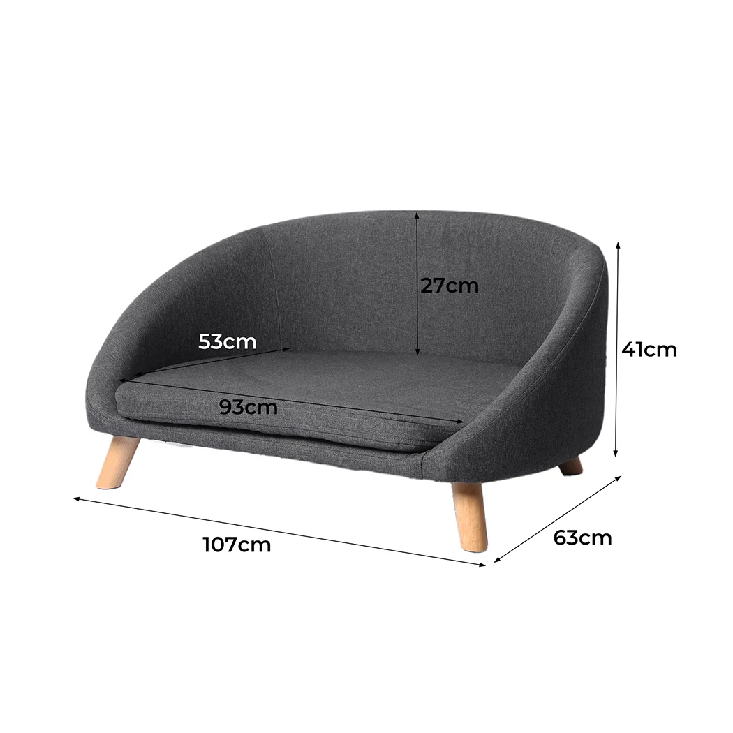 Pawzee 107cm Luxury Pet Sofa Chaise Lounge – Grey